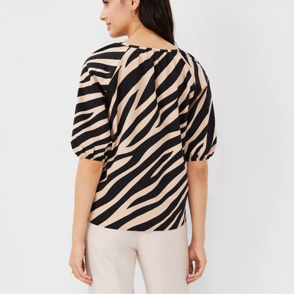 Ann Taylor Zebra Print Button Front Raglan Top - image 2